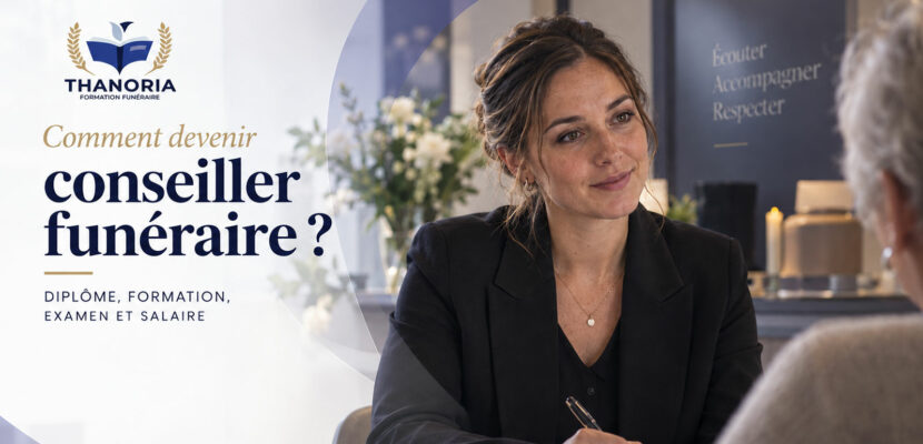 Conseillère funéraire en entretien avec une famille en agence – Comment devenir conseiller funéraire